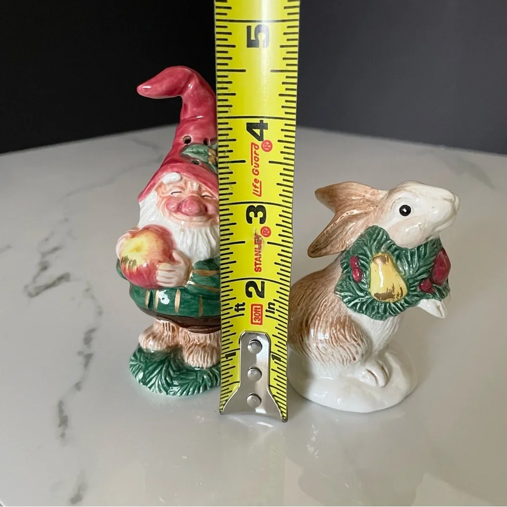 Gnome & Bunny Rabbit Salt & Pepper Shakers by Fitz & Floyd